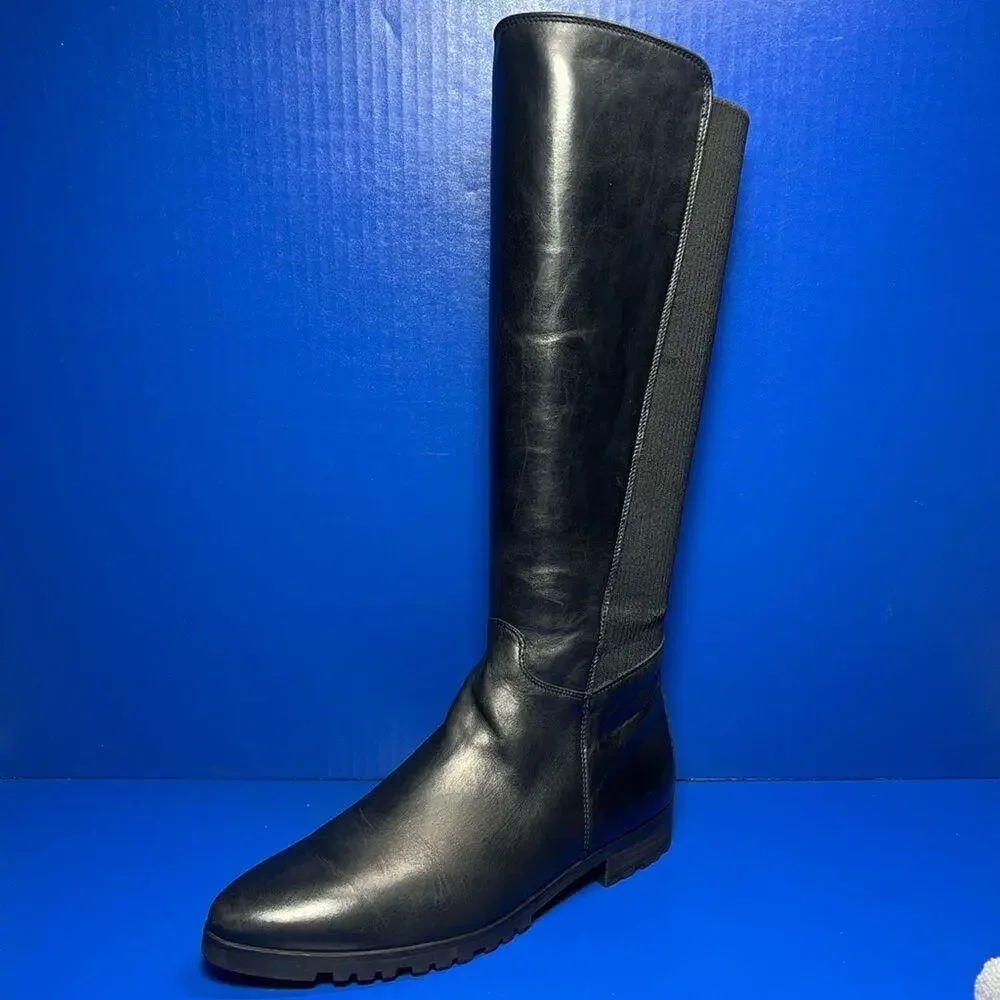 Paul‎ Green Vario 31427 Leather Knee High Boots Black Point Toe Womens 5.5